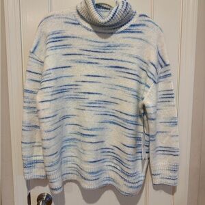 NWT Stitches & Stripes/Revolve Casey Aqua & White Turtleneck Sweater size SM/M